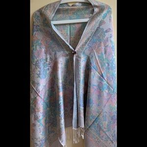 New• Pink &Blue Multi color Floral Print 
Pashmina Shawl Scarf Wraps Reversible